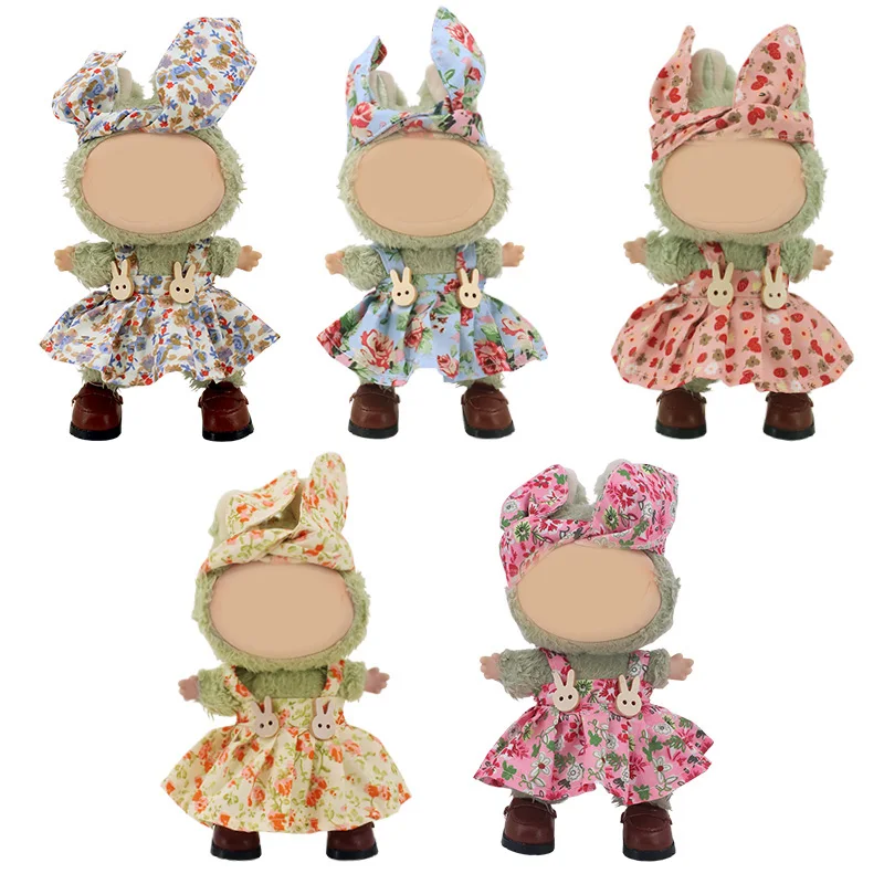 ل Labubu 15-17 سنتيمتر إكسسوارات دمي ، تنورة الأزهار الريفية العصرية والحلوة ، مجموعة عصابات رأس الأزهار ، هدية للأطفال
