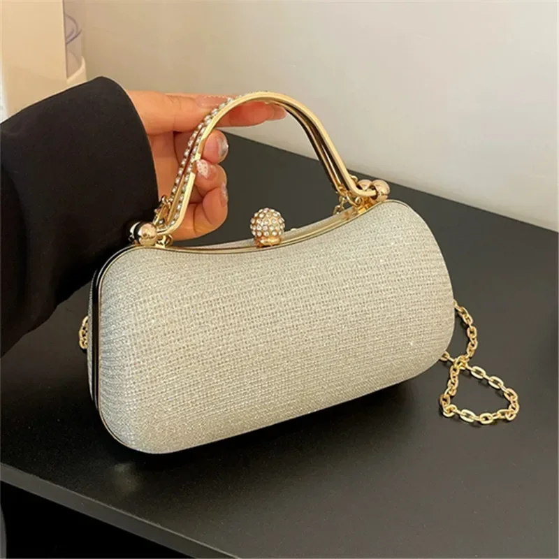 Glänzende Mini-Abendtasche, Geldbörse mit Strass-Kette, luxuriöse Glitzer-Bankett-Handtasche, perfekt für Party, Hochzeit, Abschlussball, Abendessen/Bankett – Detail 9