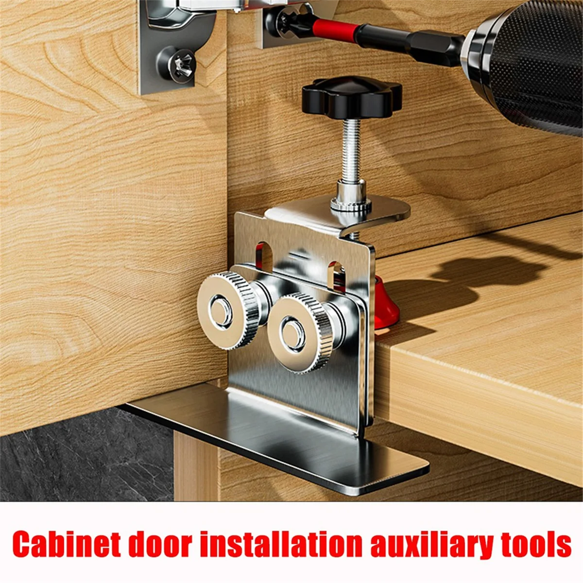 N18R Multi Functional Woodworking Cabinet Door Installation Locator Adjustable Auxiliary Stainless Steel