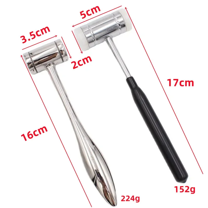 1Pcs Dental Bone Hammer Double-headed Nylon Stainless Steel Handle Autoclave Teeth Surgical Extraction Tool Dentist Instrument