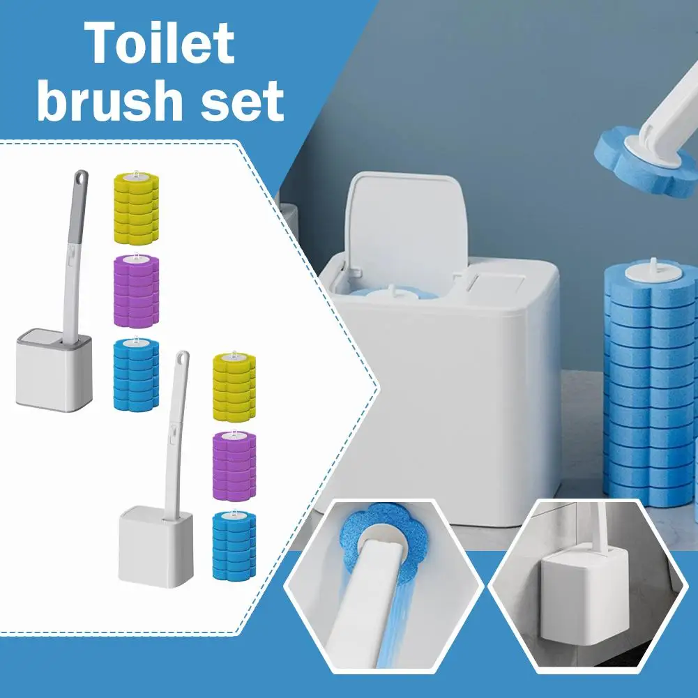 1 stücke Neue Wc Pinsel Set Automatische Flip-Cover Mit Basis Einweg Schwamm Kopf Wand Halterung Reinigung Pinsel Für Bad Zubehör