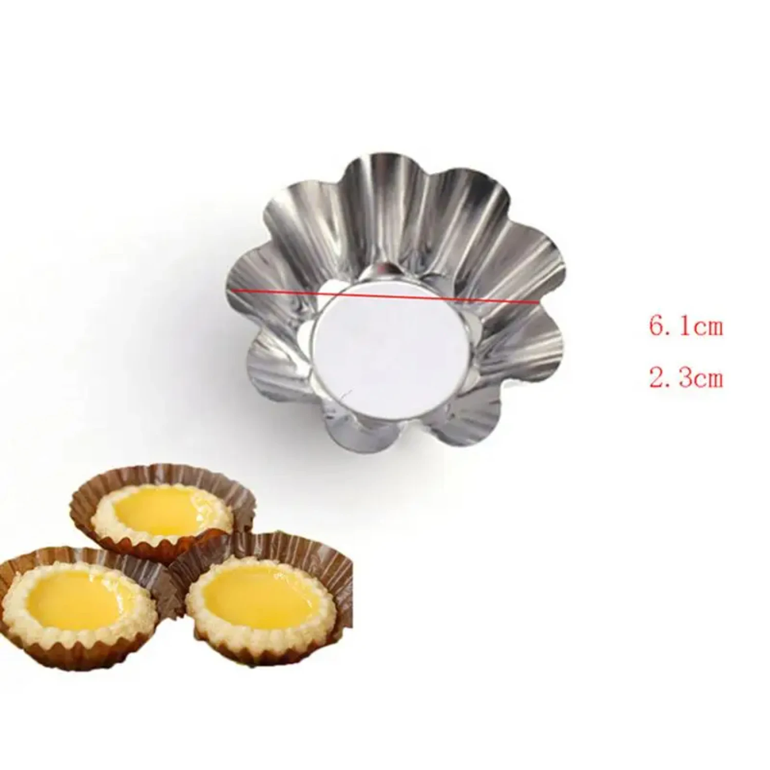 Delicate 6 pcs Stainless Steel Flower Cupcake Muffin Baking Cup Mold - Reusable and Useful Silver Tart Pans Bakeware for Kitchen