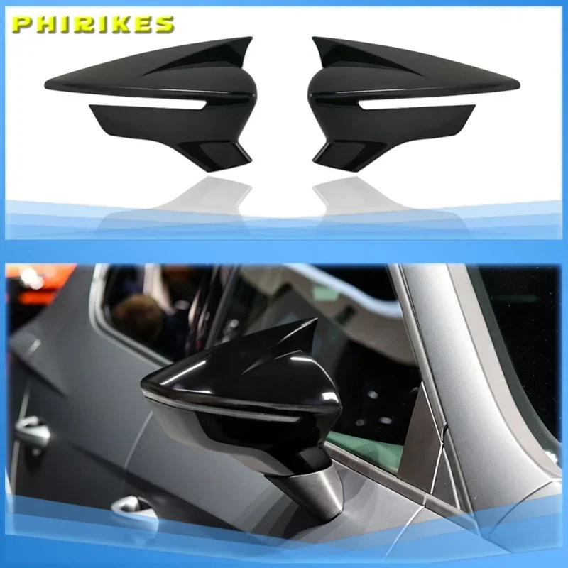 

2 Pieces High Quality ABS Plastic Bat Style Mirror Covers Caps RearView Cover Piano Black For Seat Leon MK3 MK3.5 2013-2019