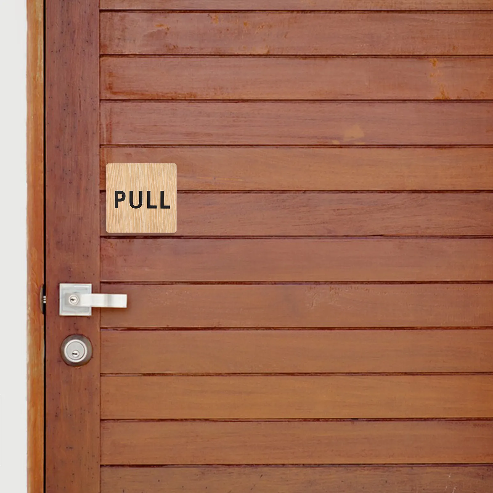 2Pcs Wooden Push Pull Door Signs Business Office Door Plaques for Glass Doors Indoor Outdoor Elegant Wood Grain Design