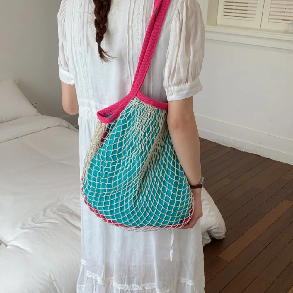 Casual Dual-use Shoulder Bag Reusable Lightweight Beach Handbag Large capacity Portable Mesh Tote Bag