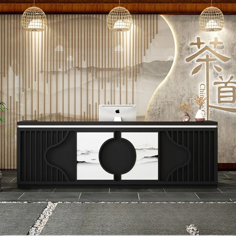 Curved checkout page Company reception desk Bar