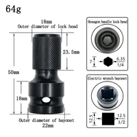 1/2 square handle air cannon to internal hexagon 1/4 hexagon handle electric wrench telescopic conversion head socket power tool 2
