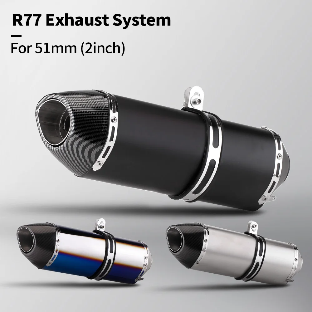 Motorcycle exhaust pipe Stainless Steel modified straight exhaust pipe 51MM for r3 z400 c650gt tmx530 cb500 adv350 cbr650 R77