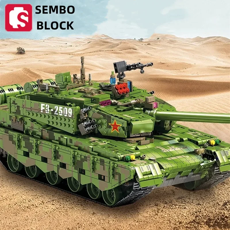 SEMBO BLOCK remote control 99A tank brick model DIY assembled military ornaments educational toys boys room decoration gifts