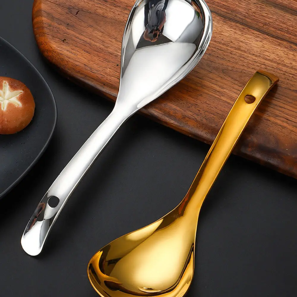 Modern Gold Serving Spoon Thickened Deep Stainless Steel Large Rice Ladle Kitchenware Professional Dining Tableware