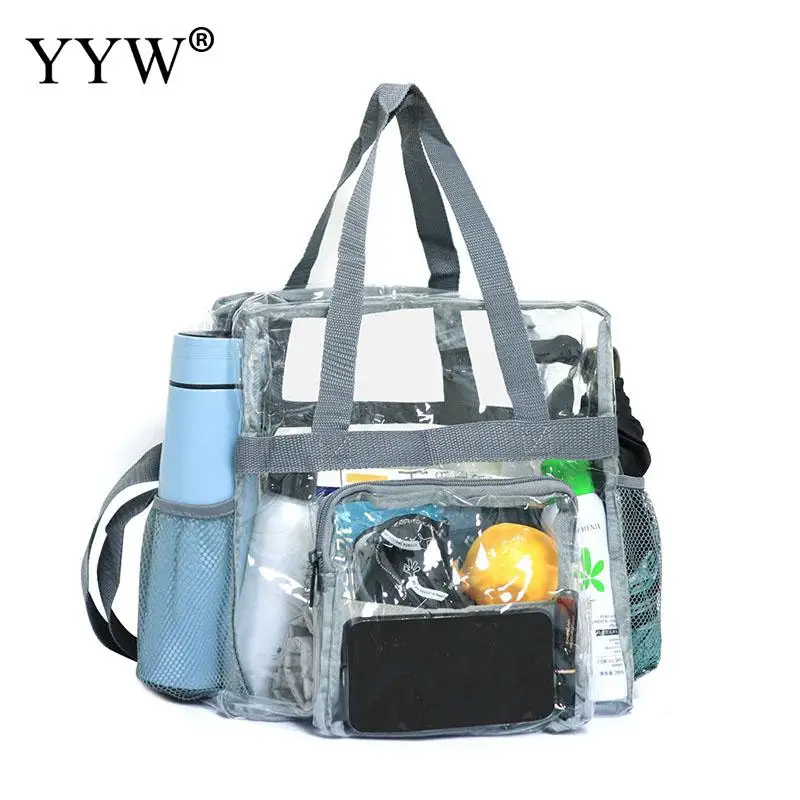 Unisex Large Capacity Transparent PVC Traveling Handbag Portable Waterproof Makeup Storage Bag Shoulder Women Toiletry Tote Bag
