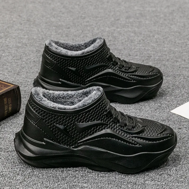 أحذية الثلوج الرجالية لشتاء 2025 مع أحذية المياه العازلة القطيفة وأحذية المطر والأحذية القطنية