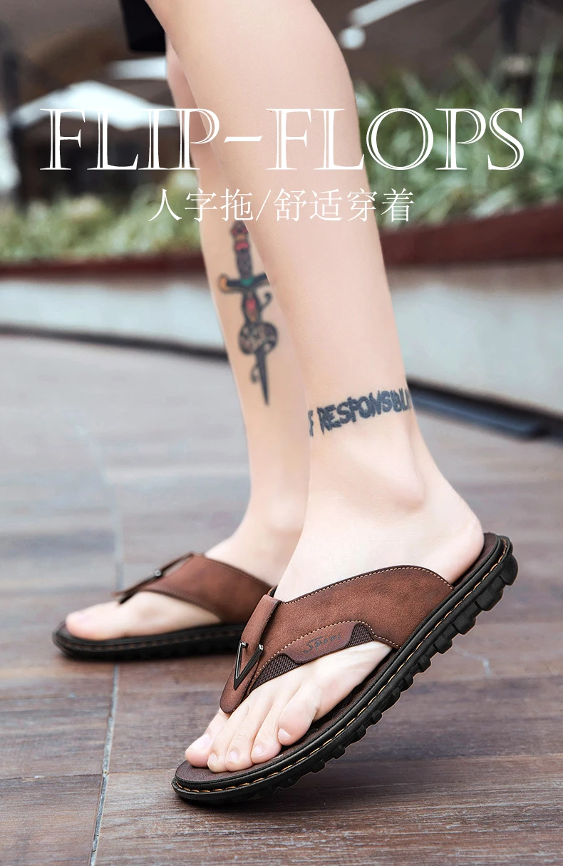 Flip-Flops Summer Classic High-Quality Fashion Soft-Sole Non-Slip Comfort Breathable Light Outdoor Men's Casual Walking Slippers