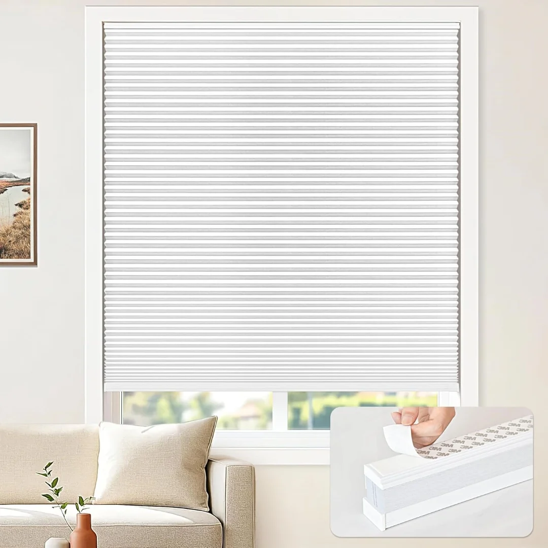 

New Style Modern Design No Drill Easy to Install Cordless Full Blackout Honeycomb Blinds for Windows