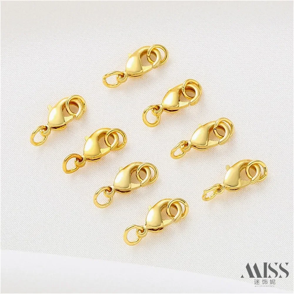 

14K Gold-Wrapped 18K Lobster Buckle Double Closed Ring Connecting DIY Handmade Necklace Bracelet Jewelry Accessories