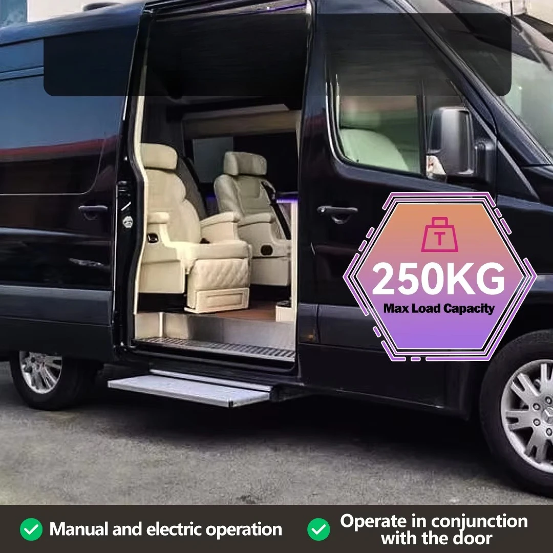 New CE and EMARK Certified ES-S Series Electric Sliding Step 12/24V 250kg Capacity for Minibus and Vans