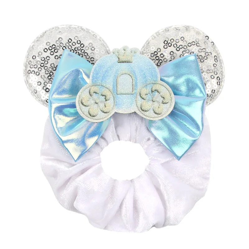 Disney Pirate Amusement Park Mouse Ears Hair Scrunchies Velvet Hairband Girls Sequins Bows Headbands Women Trip DIY Accessories image 5