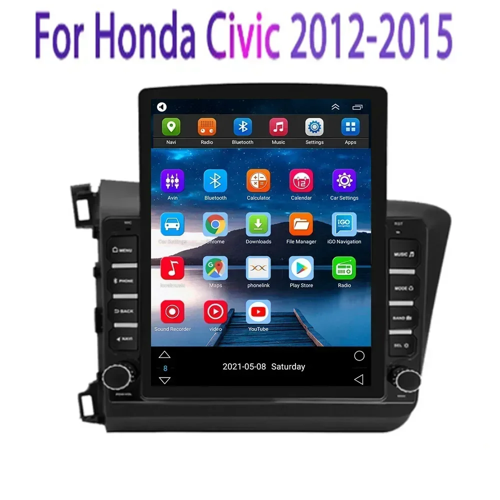 Android 13 mobil 9.7 inci, untuk HONDA CIVIC 2012 - 2015 2016 tipe Tesla Radio Multimedia pemutar Video navigasi GPS kamera RDS tanpa dvd