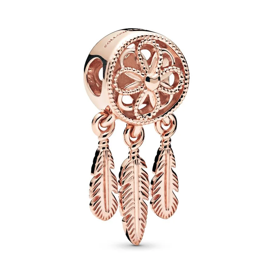 Rose Gold Series Love Padlock Dream Catcher Moon Star Charm Bead DIY Jewelry Gift Fit Original 925 Sterling Silver Bracelet