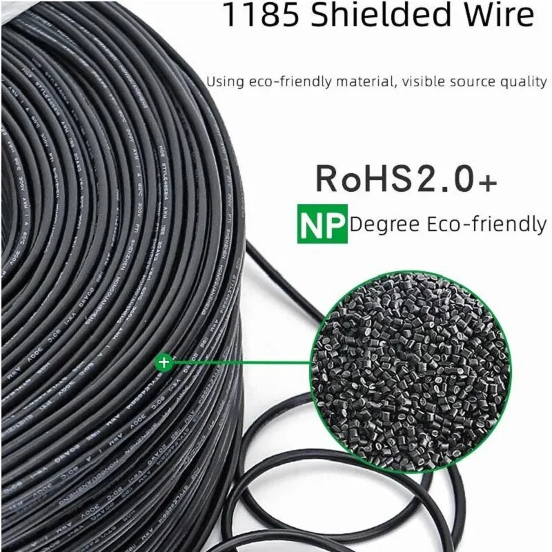 200M / Roll 1185 Shielded Cable 14AWG American Standard 2.5 Square Single Core Winding Shielded Audio Wire Outer Diameter 4.5MM