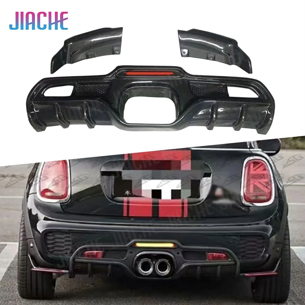 Carbon Fiber Rear Lip Diffuser Splitters for BMW Mini Cooper F55 F56 JCW Car Light Rear Bumper Diffuser Lip Spoiler Aprons FRP