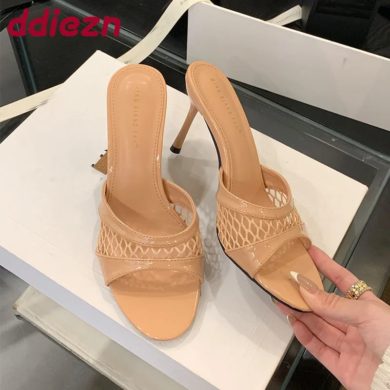 

New In Summer Spring Footwear Thin Heels Women Sandals Shoes Fashion Round Toe Ladies Heeled Sandals Shoes Female Slides Pumps