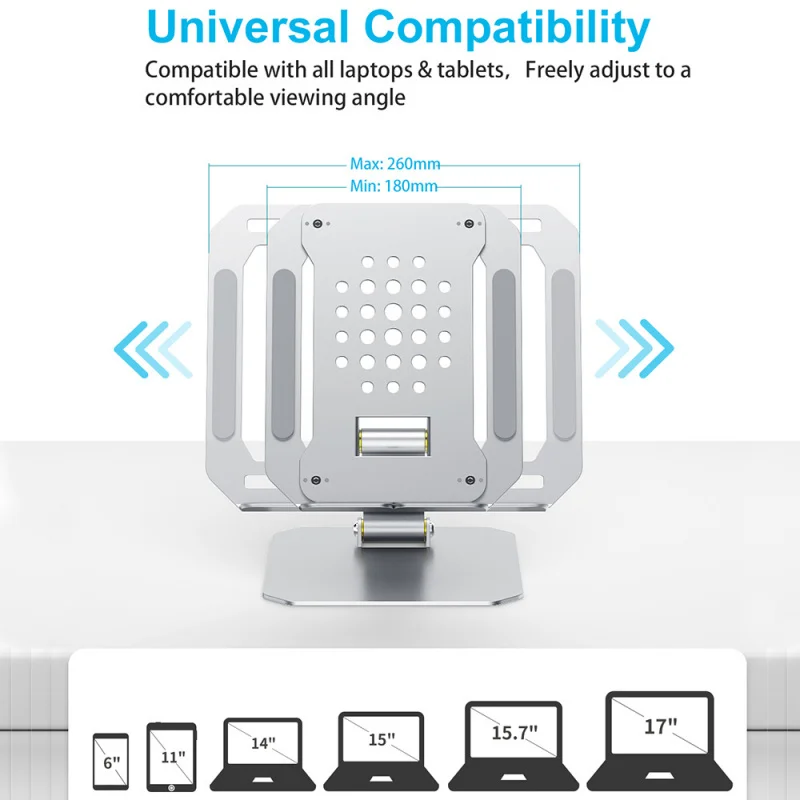 -Border dudukan Notebook Aloi aluminium, pendukung lipat ekspansi horisontal Desktop Universal