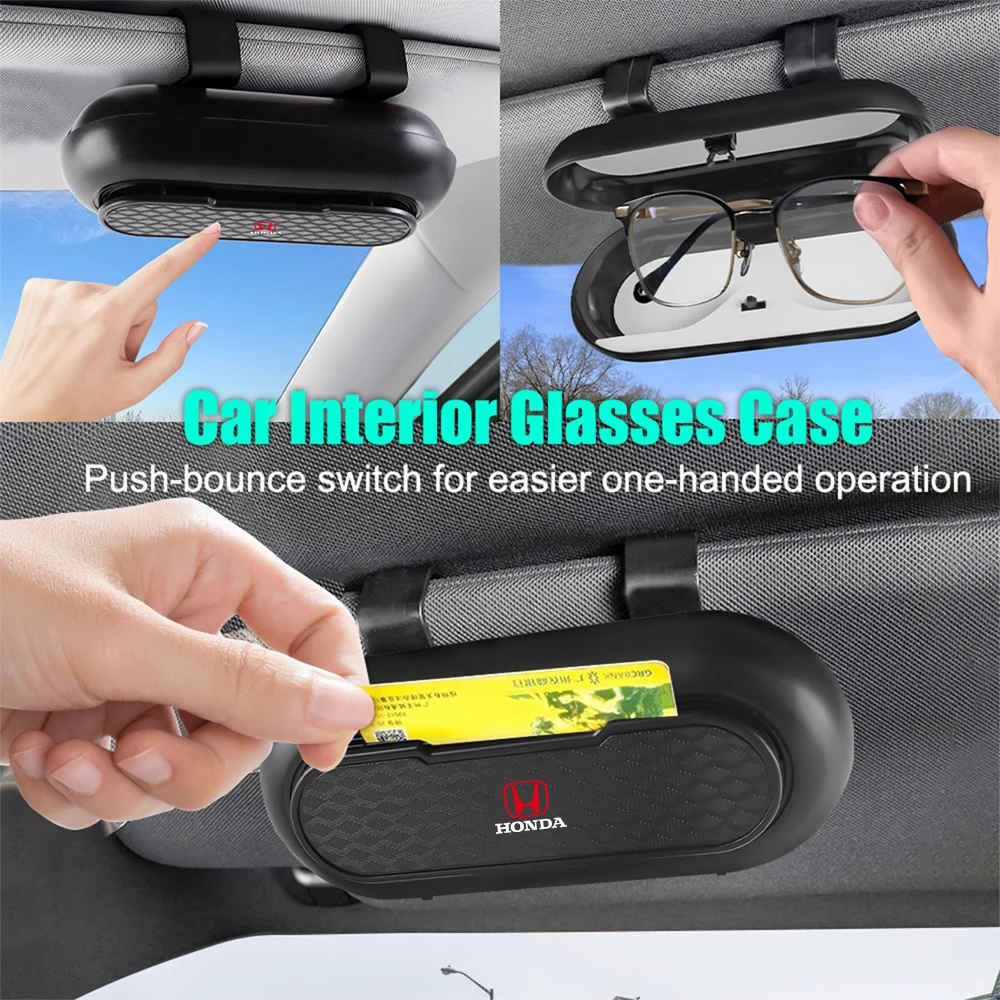 Car Sun Visor Glasses Case Pressure Cover Storage Box Auto Accessories For Honda Mugen Power Civic Accord Odyssey Jazz Spirior