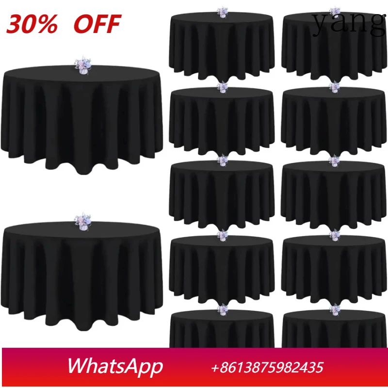 

12-Piece Black Round Tablecloth 120 Inch Round Tablecloth Anti-Wrinkle Washable Polyester Tablecloth