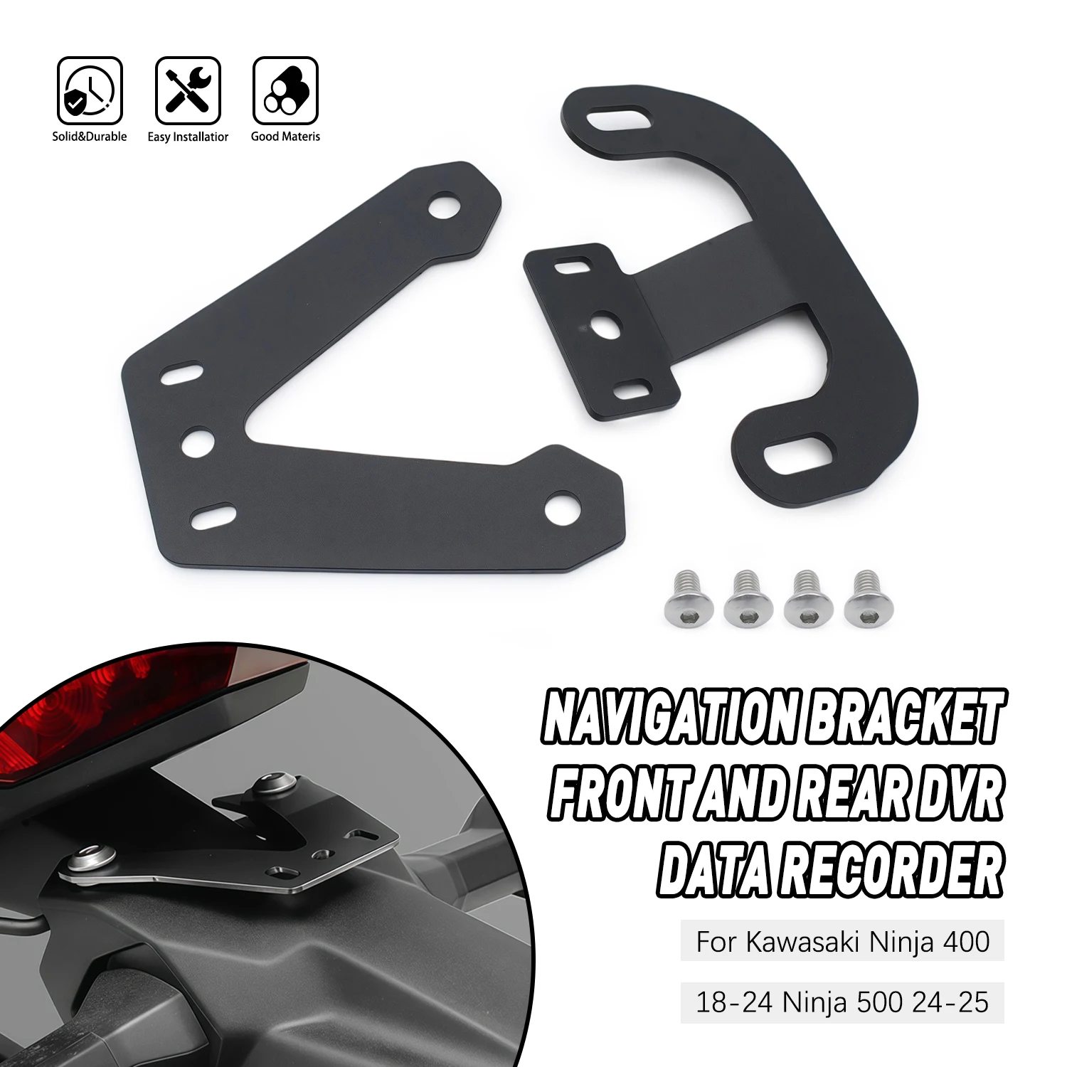 Motorcycle For Kawasaki Ninja400 2018-2024 Ninja500 2024-2025 Front Rear DVR Data Logger Navigation Bracket Holder