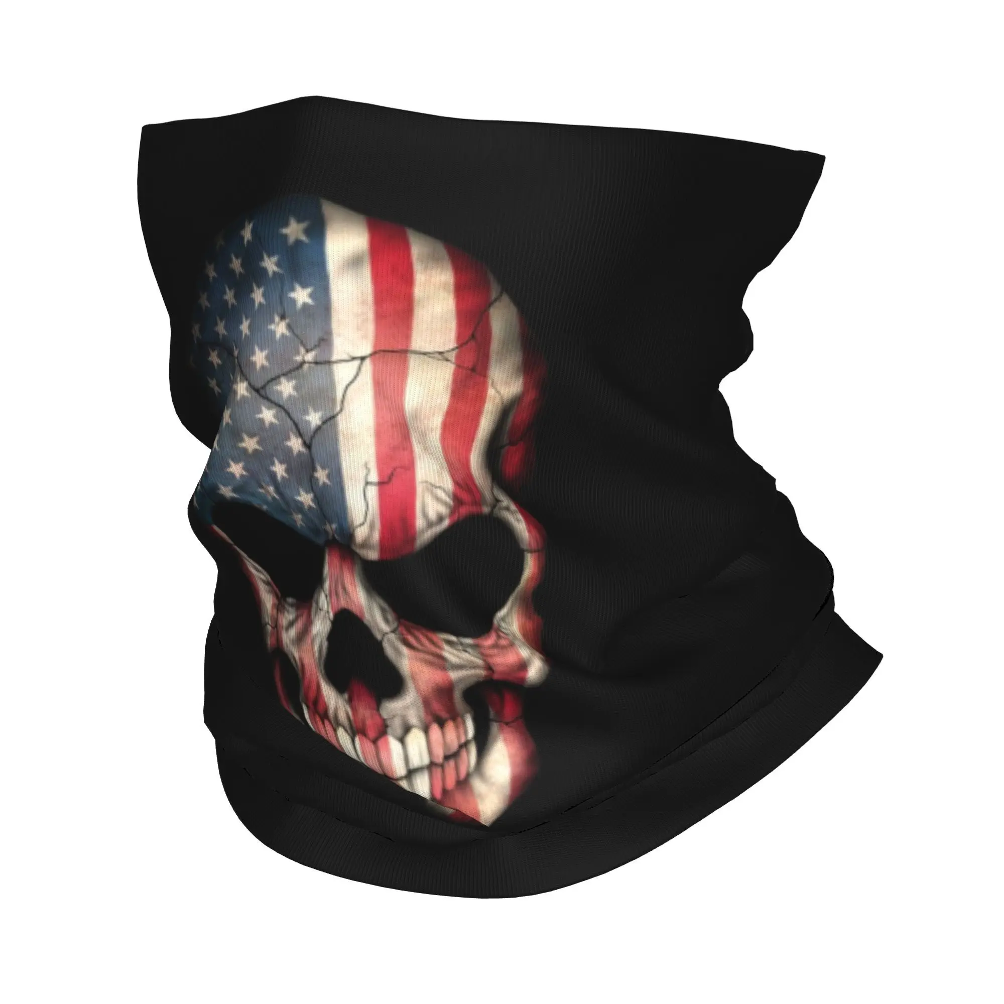 

American Flag Skull Bandana Neck Cover Printed London British UK Vintage Mask Scarf Multi-use Balaclava Hiking Unisex Adult
