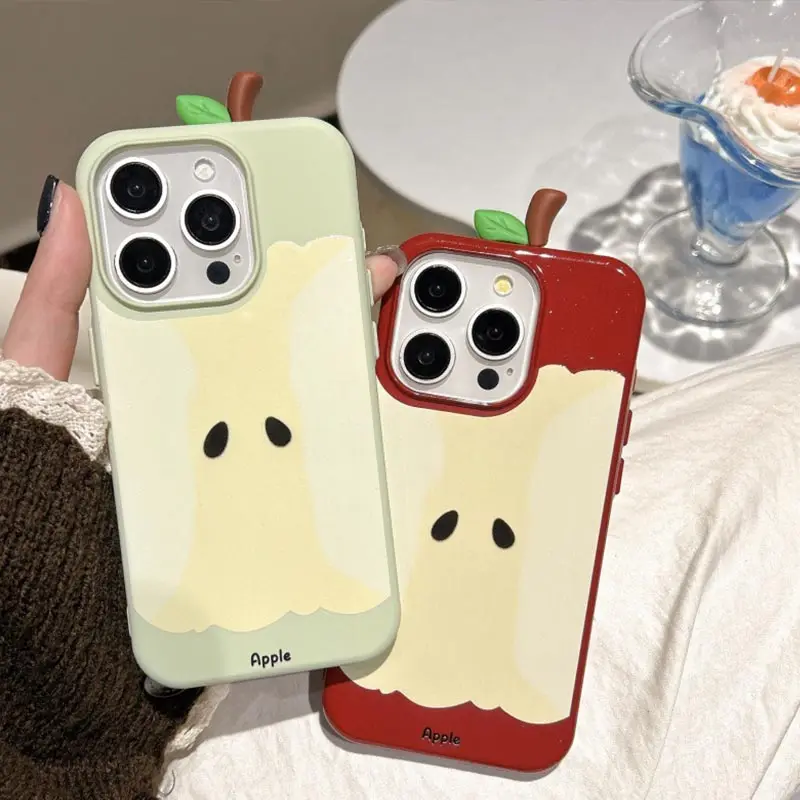 2026 Cute Bitten Apple Core Phone Case Funny Fruit Shape Cover For iPhone 17 16 15 Pro Max Creative Anti-Scratch Protective Case