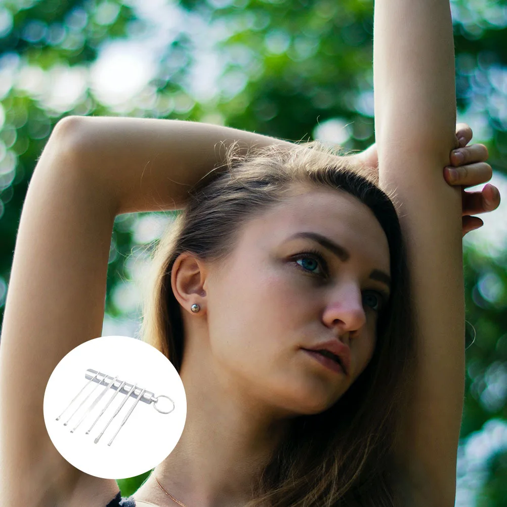 

1 комплект, набор совок для ушей, портативный спиральный засіб для удаления ушной серы из нержавеющей стали, ложка для ушей, прочный очиститель для дома, путешествий, личного использования