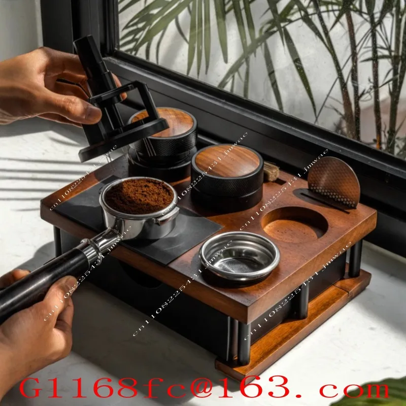 Multifunctional Solid Wood Pressing Powder Seat Storage Slag Box, Rounded Corner Coffee Base Storage Board Wood Storage Seat