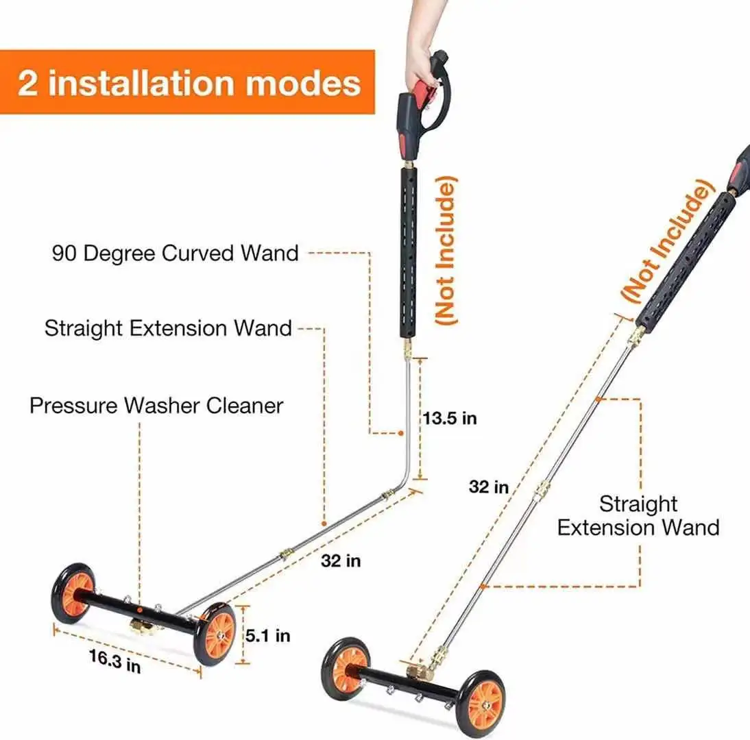 16 inch High Pressure Car Chassis Washer Under Body Cleaning Water Broom Brush Car Cleaner With 1/4 Connector 3 Wands Set