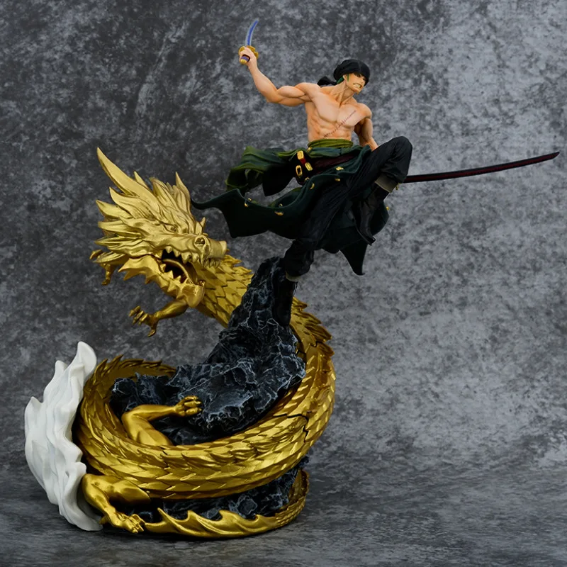 35cm Anime One Piece Figure Gk Roronoa Zoro Golden Dragon Oversized Mito Stream Pvc Action Figure Statue Model Toys Gift