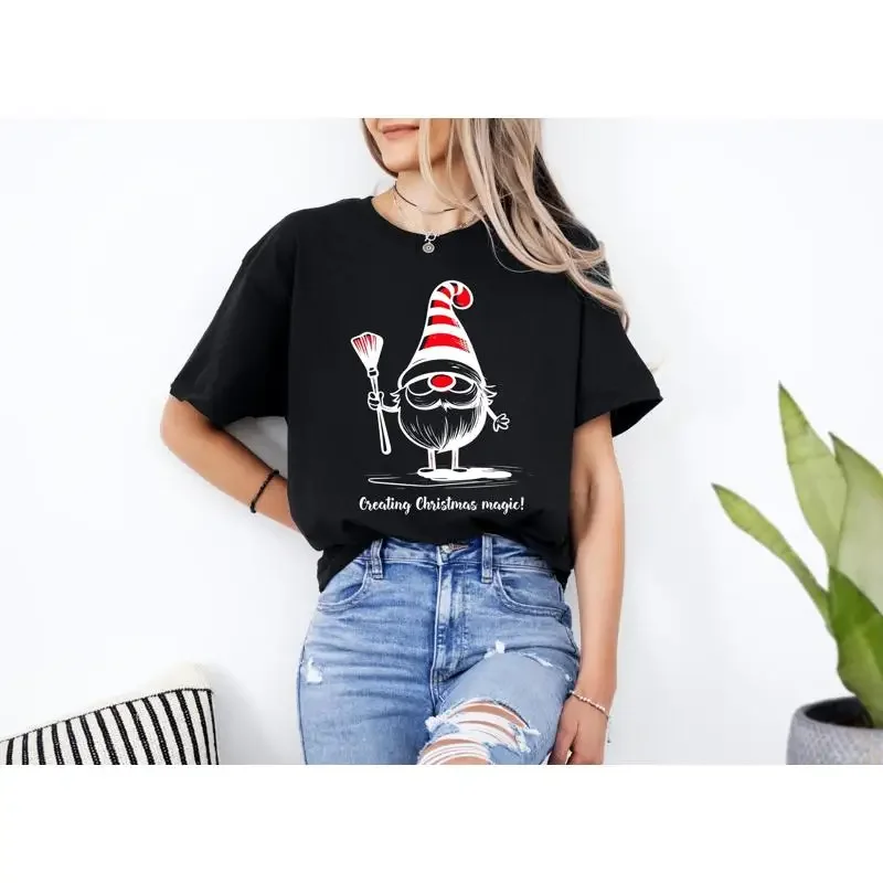 Christmas Gnome T Shirt Funny Creating Magic Family Matching Cute