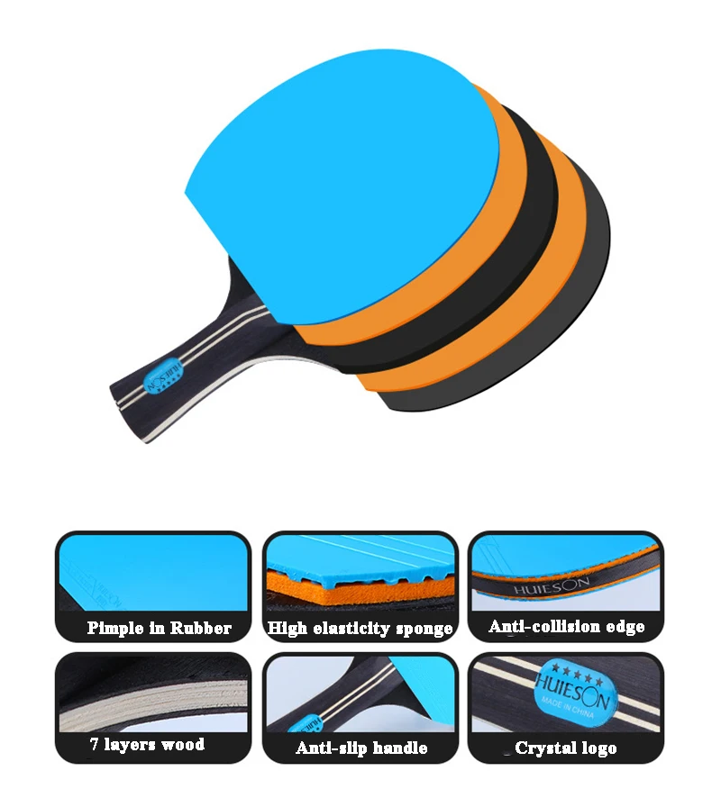 5Table Tennis Colorful High Bounce Single Racket Cover Double-Sided Reverse Rubber Novice Table Tennis Racketpickleball paddle