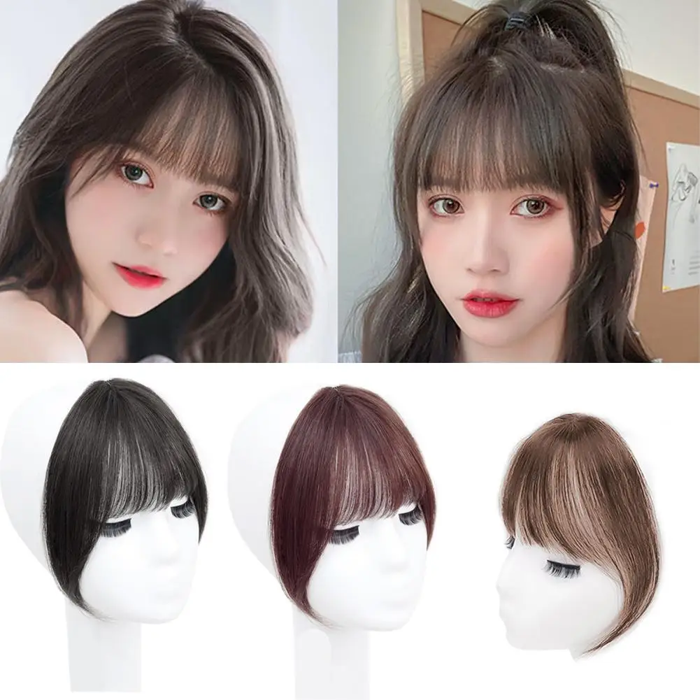 Fake Air Bangs Hairstyle Tool, extensão sintética do cabelo, borlas falsas, peruca natural para as mulheres