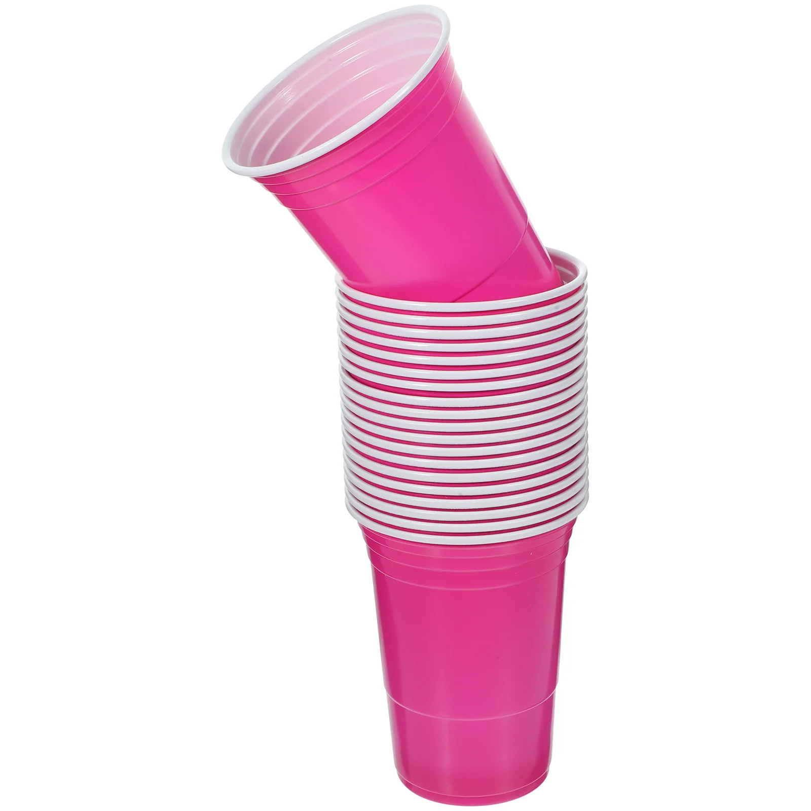 Vasos desechables de plástico para decoración de fiestas de cumpleaños, vasos de fruta, 20 piezas, rosa roja, 16oz