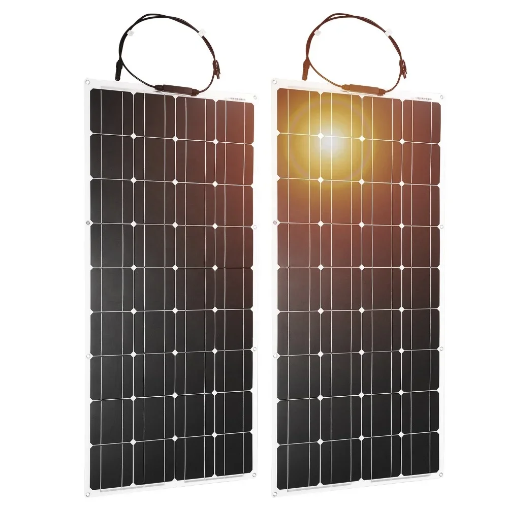 Dokio 2PCS 12V 100W Flexible Monocrystalline Solar Panel For Car Battery & Boat & Home 200w 300w 1000w 18V Solar Panel China