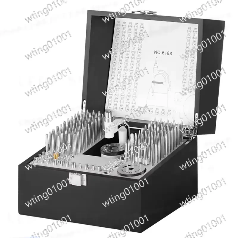 Watch Maintenance Tool High Precision 130PCS Punches Set Punching Table Kit for Balance Wheel and Shaft Disassembly Repair