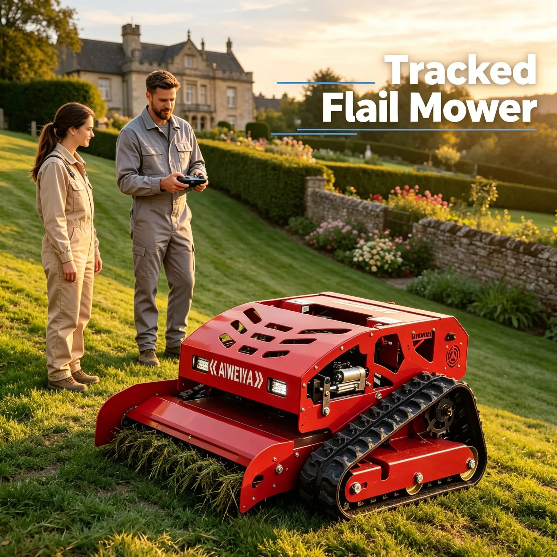 Customized Self-propelled Flail Mower, RC Crawler Lawn Mower Featuring Convenient Wireless Control flail mower robot gps
