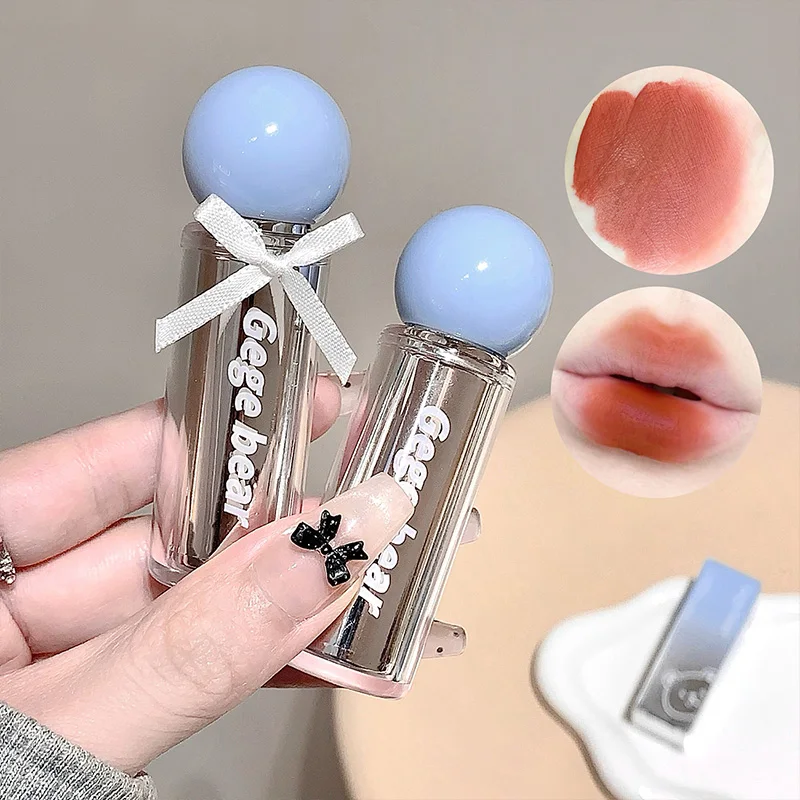 Gege bear – brume d'eau perméable à la glace, boue à lèvres mate, douce, délicate et longue durée, application de maquillage naturelle