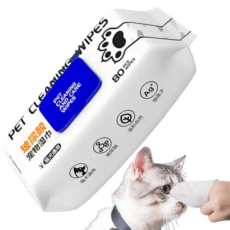 Pet Wipes 80X Moisturizing Cat Wet Wipes Pet Supplies Cleaning Pads Natural Grooming Kit Care Dog Cat Ear Eye Cleaner For Dogs