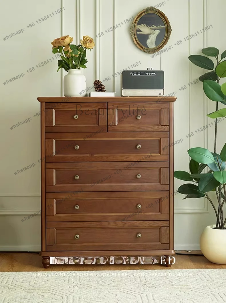 

Американский ретро-комод из массива дерева в современном французском стиле, простой шкафчик на пять или шесть ящиков