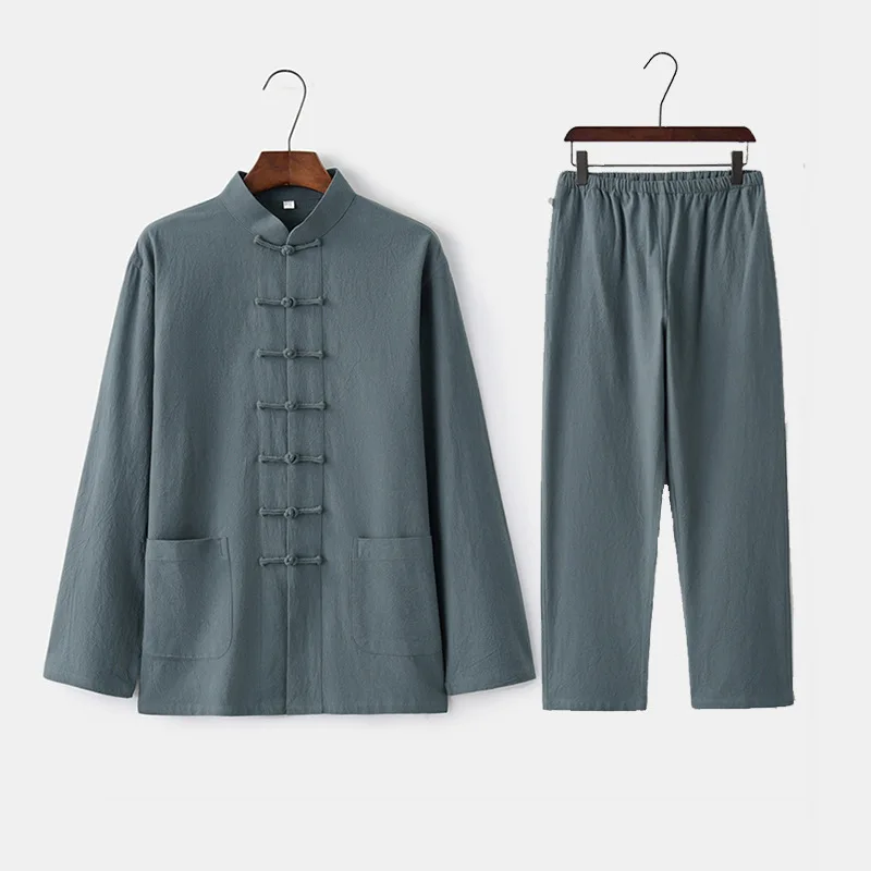 

Tang Dynasty Men's Youth Cotton And Linen Set, Spring Autumn Two-piece Retro Clothing, Chinese Style Hanfu, Layman's Clothing