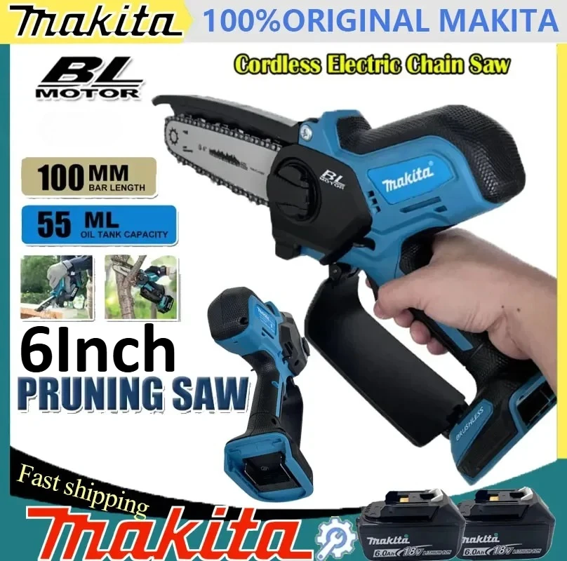 

Makita 6Inch Chain Saw Handheld Portable Wood Logging Chainsaw Garden Pruning Wood 18V Power Tool