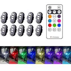 Luz estroboscópica LED inalámbrica para Dron, 10x4x8 colores, para motocicleta, coche, bicicleta, Control remoto, luz indicadora de advertencia, carga USB