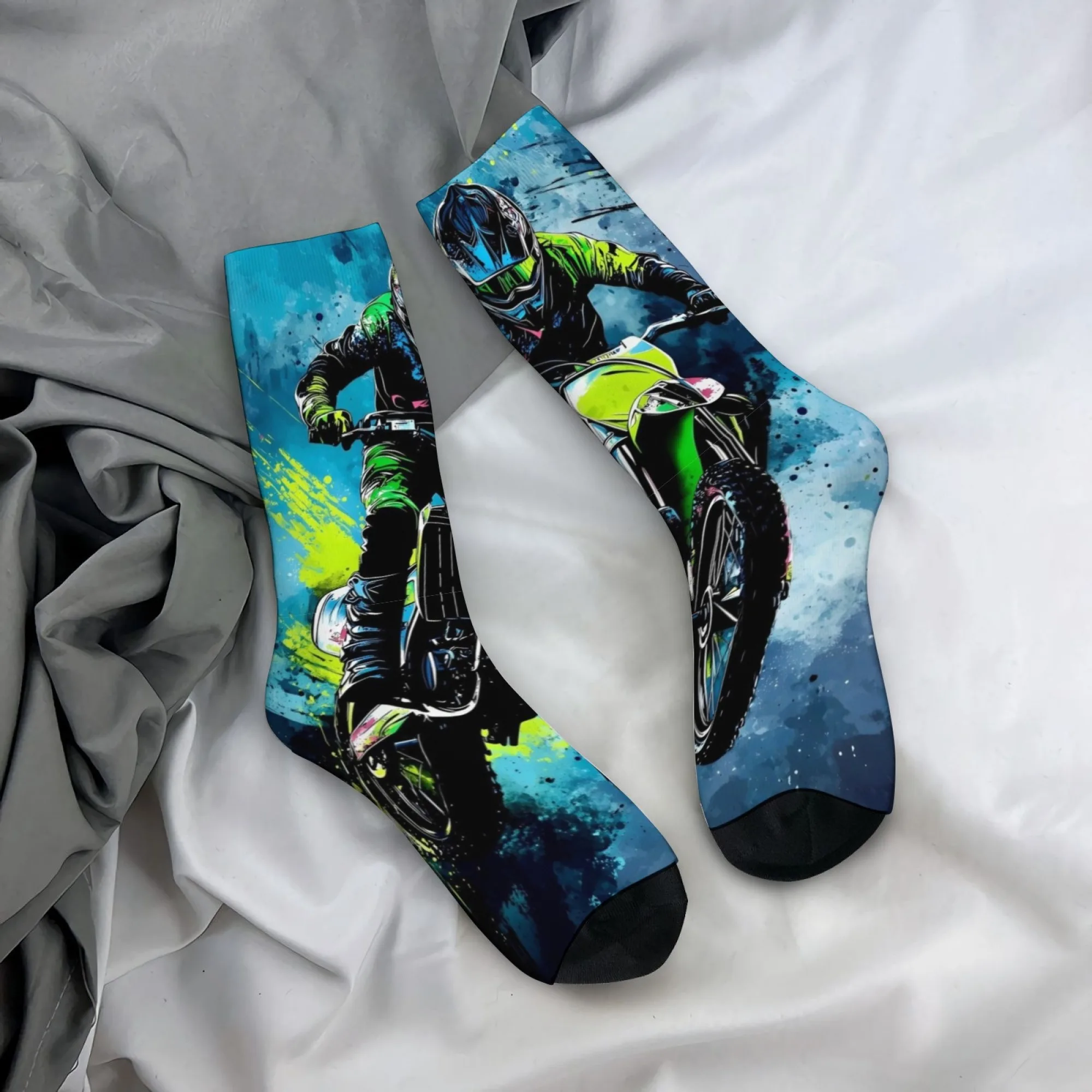 Off-Road Cycling Street Graffiti Herrensocken, Retro-Mode, Outdoor, Freizeit, Sportsocken, Neuheit, lustig, fröhlich, Crew-Socken, Party-Geschenk